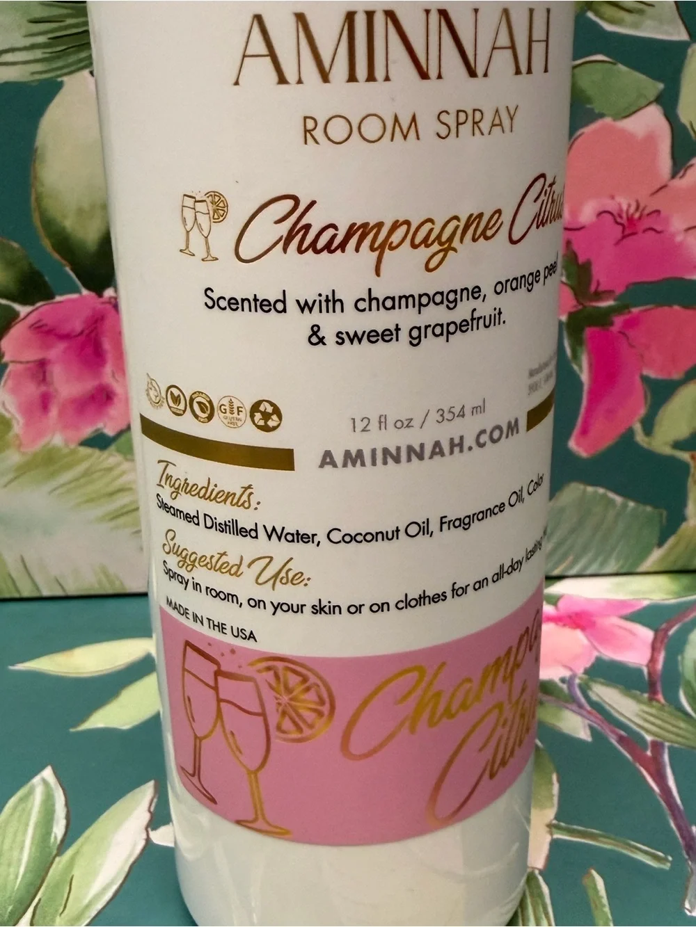 Aminnah Champagne Citrus Room Spray 12 oz Alcohol-Free NWT